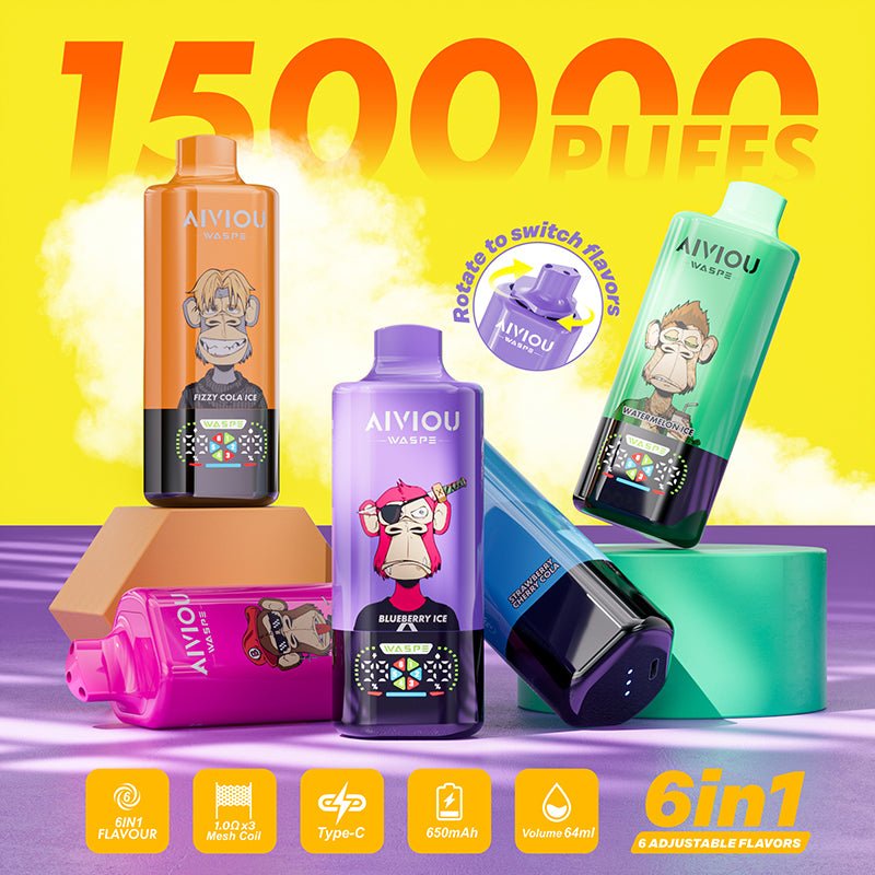 EU Warehouse WASPE AIVIOU 6 in 1 150k Puffs Disposable Vape Wholesale - GeliVape Wholesale