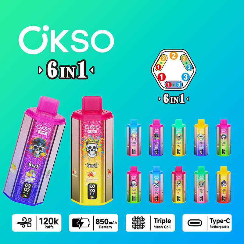 OKSO 6in1 120k Puffs Disposable Vape Wholesale - Bulk Buy | GeliVape - GeliVape Wholesale