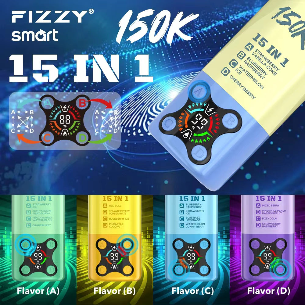 EU Warehouse FIZZY SMART 15 IN 1 150k Puffs 80ml Disposable Vape Wholesale - GeliVape Wholesale