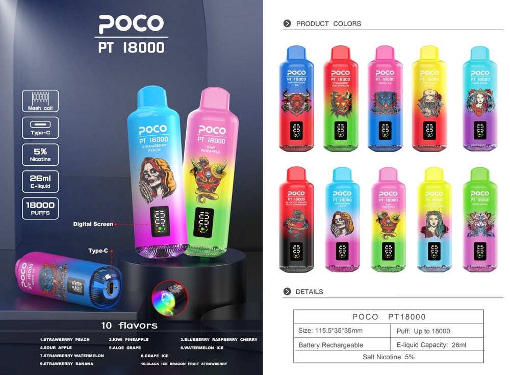 POCO PT 18000 Puffs Disposable Vape Wholesale - EU Warehouse | GeliVape - GeliVape Wholesale