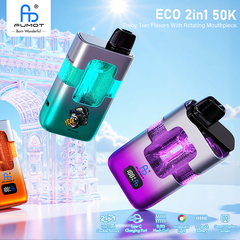 fumot eco 2 in 1 50000 puffs transparent disposable vape supplier