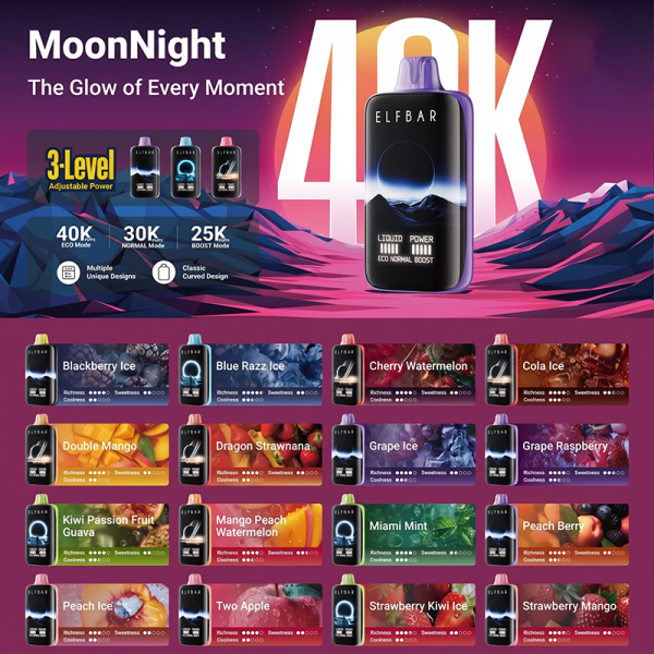 TastingのElf Bar MoonNight:40000-Puffというフレーバーは、果たして実在するのか? Elf Bar MoonNight 40000 Puffs プレミアムフレーバー Lineup